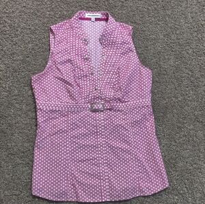 Express Pink Polka Dot Sleeveless Top